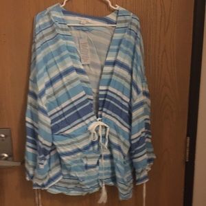 𝅺NEW never worn dreams co blue striped tassels robe 1x